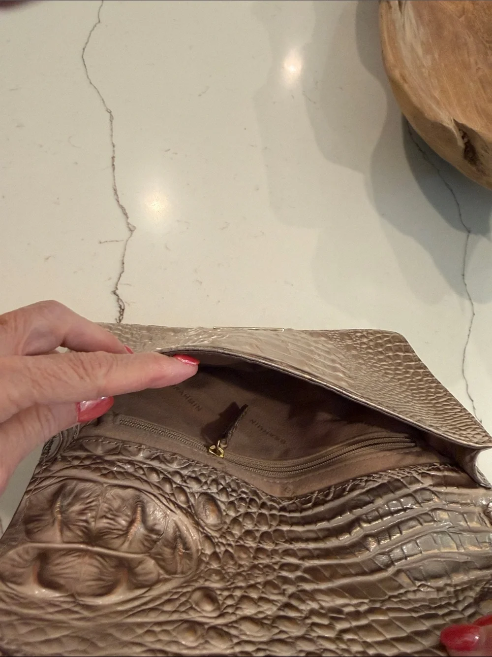 Brahmin Croc-Embossed Wristlet Clutch Mercury